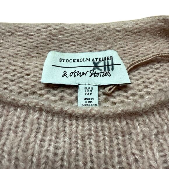 & Other Stories Crewneck Open Knit Oversized Alpaca Sweater Small - Picture 4 of 7